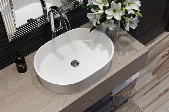 Столешница каменная одноцветная Holbi Ariel 100 SC RAL Solid Surface